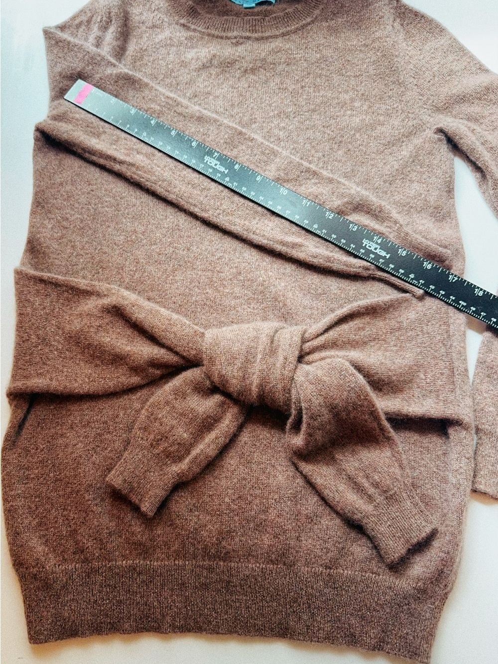 🤎 Antonio Melani 100% Cashmere Sweater | Brown Cocoa Heather | XS Taupe - Picture 5 of 8